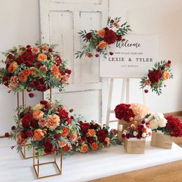 Fleurs séchées artificielles pour mariage, rangée de fleurs, décoration murale, panneau de bienvenue, accessoires, fausse boule, centre de table, scène de fête