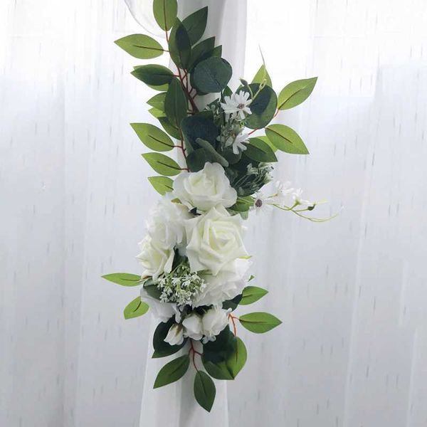 Fleurs séchées fleurs blanches artificielles de mariage arche de mariage décoration de fleur de fleur de la porte murale fleurs fleurs couronne salon fête pendentif guirlande