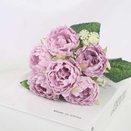 Fleurs séchées grosse tête rose pivoine en soie fleur artificielle rose mariage maison bricolage décoration haute qualité grand bouquet mousse accessoires artisanat