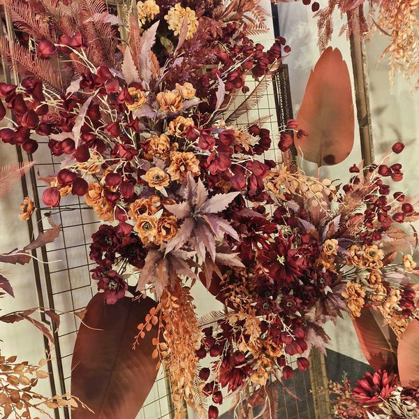 Flores secas ramo de pétalos pintura al óleo europea peonía realmente táctil decoración para fiesta de boda arreglo floral