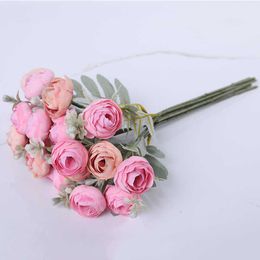 Bouquet de fleurs séchées, bouquets de simulation, tissu en soie, jasmin, décoration de salon, fausses fleurs, bouquet de plantes