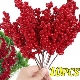 Fleurs séchées Branches de baies rouges artificielles de Noël Branche de baies de houx DIY Décoration d'arbre de couronne de Noël pour la décoration de table de l'année de la maison 231030