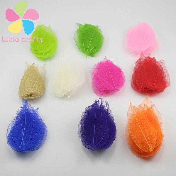 Flores secas artesanales, 40 Uds./100 Uds., hojas de esqueleto artificiales de colores mezclados al azar para decoración del hogar, materiales hechos a mano DIY