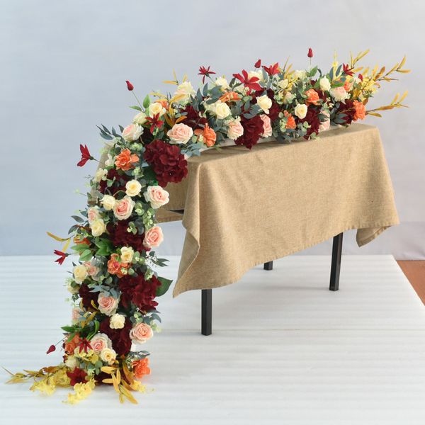 Fleurs séchées personnalisées allongées 2m artificielle rose pivoine rangée de fleurs banquet de mariage décoration de la maison centre de table décoratif 230701