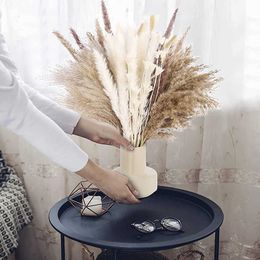 Flores secas, decoración de hierba seca, 100 Uds., ramo de caña de Pampa Natural para decoración de bodas, hogar, mesa, fiesta