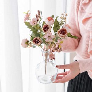 Gedroogde bloemen neprozen kunstbloemen hoge kwaliteit boeket hortensia gypsophila bladaccessoires voor kerst thuis bruiloft decoratie
