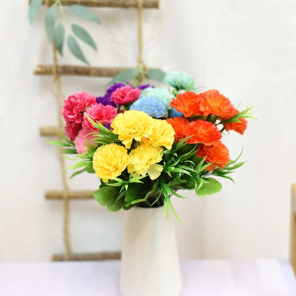 Cabezas de flores secas DIY, paquete artístico de clavel hecho a mano, ramo falso de seda de alta calidad, regalo para el Día de la madre del maestro