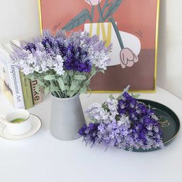 Têtes de fleurs séchées romantiques, lavande de Provence, Bouquet violet artificiel en soie, fausse fleur en plastique pour décoration de mariage à domicile
