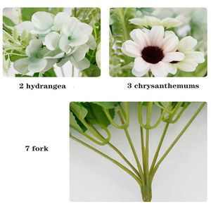 Gedroogde Bloemen Hot 1 stks gemengde bloem mooie roos kunstmatige hortensia zijde nep boeket gebruikt voor thuis bruiloft decoratie paardebloem f