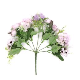 Fleurs séchées Vente chaude morceau de fleur mélangée multicolore beau bouquet de soie d'hortensia artificiel rose pour le mariage de famille décembre