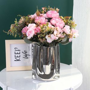 Gedroogde bloemen Hortensia Kunstbloem Herfst Pioen Bruiloft Tafelarrangement Bruid Holding Boeket Home Party Fake