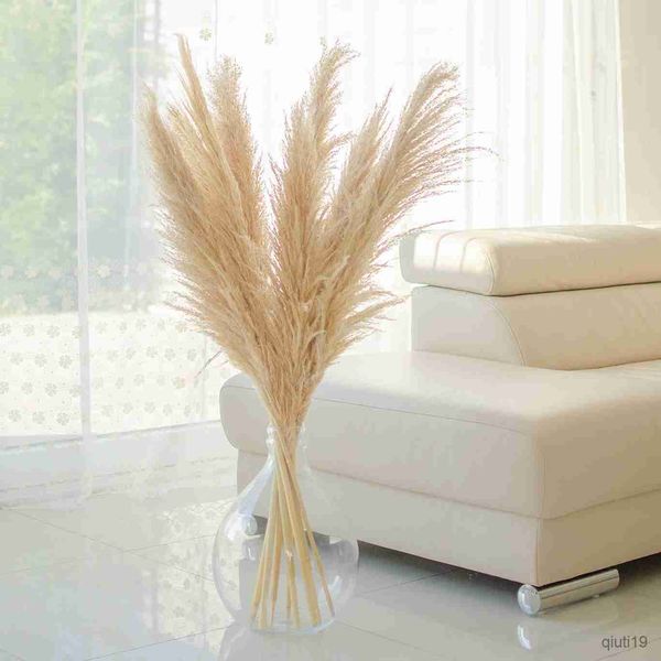 Fleurs séchées Grande Herbe Séchée Fluffy Reed Herbe Fleurs Artificielles Bouquet Décoration pour Mariage Salon Chambre Décor À La Maison R230725