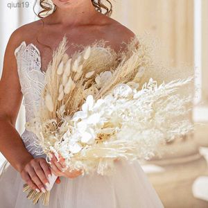 Fleurs séchées de luxe préservé Rose pampa bouquets de mariage Boho bouquet de mariée fleurs séchées rustiques pour la cérémonie de mariage décor de fête de mariée R230720