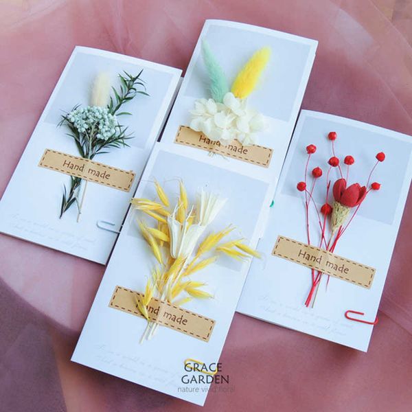 Mini Bouquet de fleurs séchées, étiquettes artisanales de vœux, carte de remerciement pour votre commande, décoration cadeau pour petite boutique