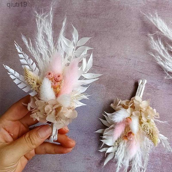 Fleurs séchées Mini boutonnières de fleurs séchées pour demoiselle d'honneur Corsage Boho mariage rustique marié et garçons d'honneur décoration rose poussiéreux R230720