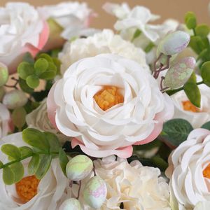 Fleurs séchées mélangées artificielle européenne soie Rose camélia rosée Lotus Bouquet mariée poche maison fête de mariage déco