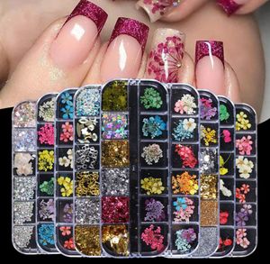 Gedroogde Bloemen Nail Art Kit Natuurlijke Echte Bloemen 3D Decoraties Sticker DIY Ontwerp Accessoires Nagels Tips Decals2070352