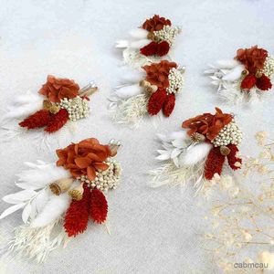 Fleurs séchées Fleur séchée naturelle hommes Boutonniere Wedding Mini Bouquetdinner Partalfall Vintage Weddingdiy Cake Topper décorations