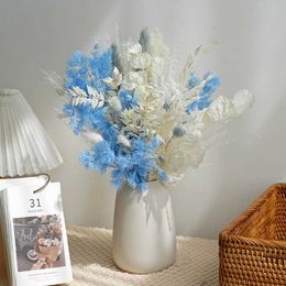 Gedroogde bloemen natuurlijk gras bewaarde witte eucalyptusbladeren boeket Bunny staarten bruiloft Home Decor