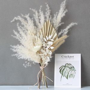 Gedroogde bloemen Natuurlijke palmbladeren Grasboeket Hoge kwaliteit bloem Bruid Bruiloft Decor Woonaccessoires DIY Craft