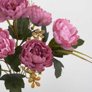 Gedroogde bloemen nieuwe 7-koppige zijden bloemen simulatie roos bruiloft huis DIY decoratie hoogwaardige grote boeket schuim accessoires ambacht