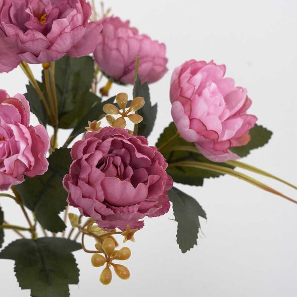 Flores secas nuevas flores de seda de 7 cabezas simulación rosa boda decoración DIY para el hogar ramo grande de alta calidad accesorios de espuma artesanales