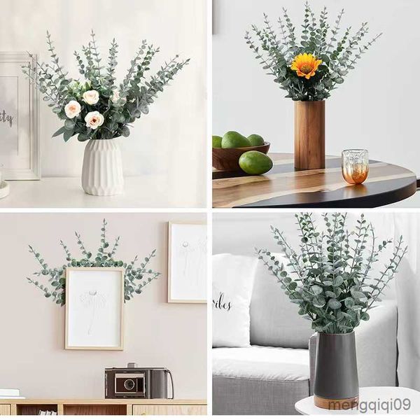 Fleurs séchées PCS Style Nordique Plante Artificielle Eucalyptus Pas Cher Faux Fleur Décor Pour La Maison Jardin Chambre Décoration Vert R230626