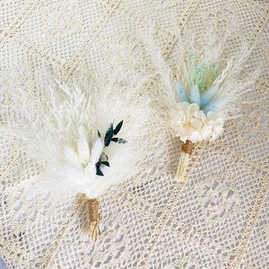 Mini Bouquet de fleurs séchées en forme de lapin et d'herbe, décoration naturelle pour petite photographie, décoration de gâteau de mariage