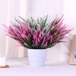 Flores secas romántica Provenza lavanda plástico Artificial barato flor falsa boda ramo de novia hogar cocina Oficina Decoración de mesa