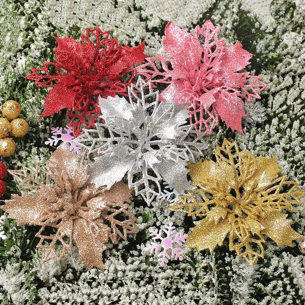 Flores secas, rosas artificiales de Navidad, decoración de árbol de Navidad para decoración del hogar, adornos, accesorio de regalo DIY