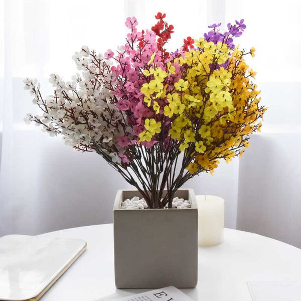 Bouquet de fleurs séchées en soie, fleurs de pêcher, Gypsophila, petits bonsaï artificiels pour décoration de mariage à domicile, produits ménagers