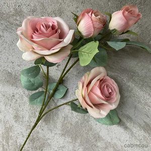 Fleurs séchées Décor de mariage rose rose poussiéreux blush nude clairs riz riz blanc artificiel rose fleur row road guide fleur de fleur