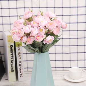 Fleurs séchées Blanc Soie Artificielle Rose Haute Qualité Bouquet Décoration De Mariage Belle Fausse Fleur Décor À La Maison Chambre Salon