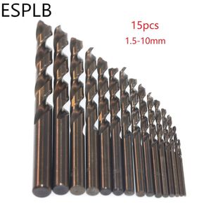 Drill Bits 15pcs 1.5-10mm M35 Cobalt HSS Co High Steel Drill Bits Set Metal Wood Working Straight Shank Twist Drill Bit Power Tools 230606