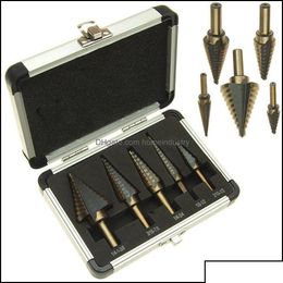 Forets Forets 5Pcs / Set Hss Cobalt Mtiple Hole 50 Taille Step Bit Set Coming Inclure Boîtier En Aluminium Arrivée De Haute Qualité Dec517 D Dhrwm