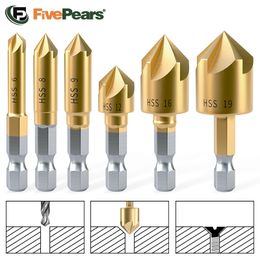 Brocas FivePears Broca avellanadora 6 piezas Chaflán 90ﾰ HSSAdecuado para maderaPlásticoAleación de aluminio Herramientas para trabajar la madera Avellanador 230404