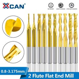 Boorbits xcan 10 stcs 0,8-3.175 mm gecoate 2 fluit flat-end molen 3.175 mm schacht CNC malen router router bit carbide eindmolen 230821