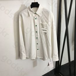 Drill Letter Denim Shirt Damesmode Lange mouwen losse blouse Designer Klassiek revers dun T-shirt