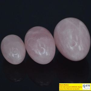 Geboorde natuurlijke rozenkwarts yoni ei voor kegel trainingsbekledingvloer vaginale spieroefenaar jade eiermassagebal