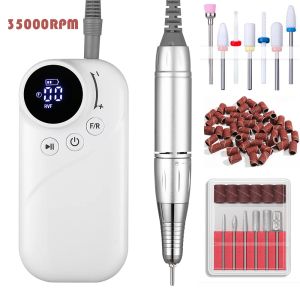 Drills 35000 tpm nagelboor HD LED -display 4000 mAh Oplaadbare elektrische nagelbestand draagbare manicure machine voor nagels