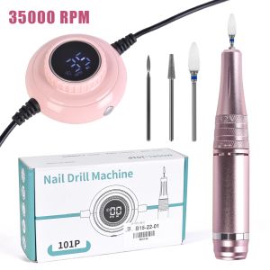 Perceuses 35000rpm Machine de manucure Kit de forage à ongles électriques Manucure portable USB avec brouillard de frappe d'écran LCD Cutter Nail Gel Polonteur