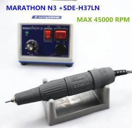 Drills 45K Nieuwe aankomst Strong 210 Marathon N3 H37ln Handstuk 65W 50000rpm Nagelboren Manicure Machine Pedicure Electric File Bits Kit