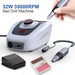 Drills Electric Nail Boor Machine 32W 35000rpm Nail Art Equipment Manicure Machine Accessoire Electric Nail File Nail Drill Bit Tool