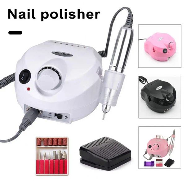 Forets Machine de polissage électrique à ongles à ongles électriques avec 6 têtes de broyage pour un soin à ongles polyvalents Strong Motor Nail