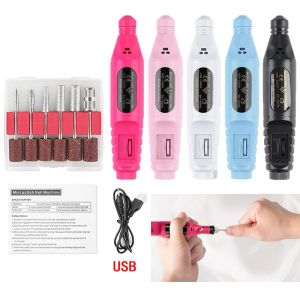 Taladros Profesional USB USB Machine Máquina de uñas Electric Bits Manicure Cutter Gel Polish Tooles de uñas de uñas 20000 rpm