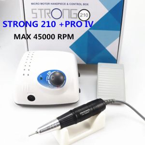 Perceuses Strong 210 Pro IV Force à ongles 65W 45000 Machine Cutters Manucure Electric Nail Drill Milling Manucure Machine Polish Nail File