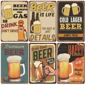 Boire de la bière affiche en métal vintage plaque en étain panneau de bière de bière salle de chambre décor mural pour club man cave bar pub rétro mural autocollants peinture 20cmx30cm woo