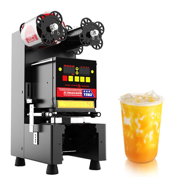 Machine à sceller les tasses de boissons, 220V, pour magasin de thé au lait, entièrement automatique, commerciale, pour jus de café, jus de lait de soja, thermoscelleuse