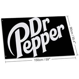 Boisson Dr Pepper Logo Drapeau 0,9 x 1,5 m 150 x 90 cm Couleurs vives et résistant aux UV avec œillets en laiton 3 x 5