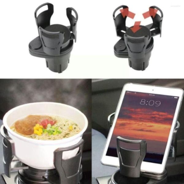 Porte-boissons 2 en 1, tasse montée sur véhicule, organisateur rotatif de voiture, tampon de bouteille d'eau potable, Anti-vibration, style Tr G0R6